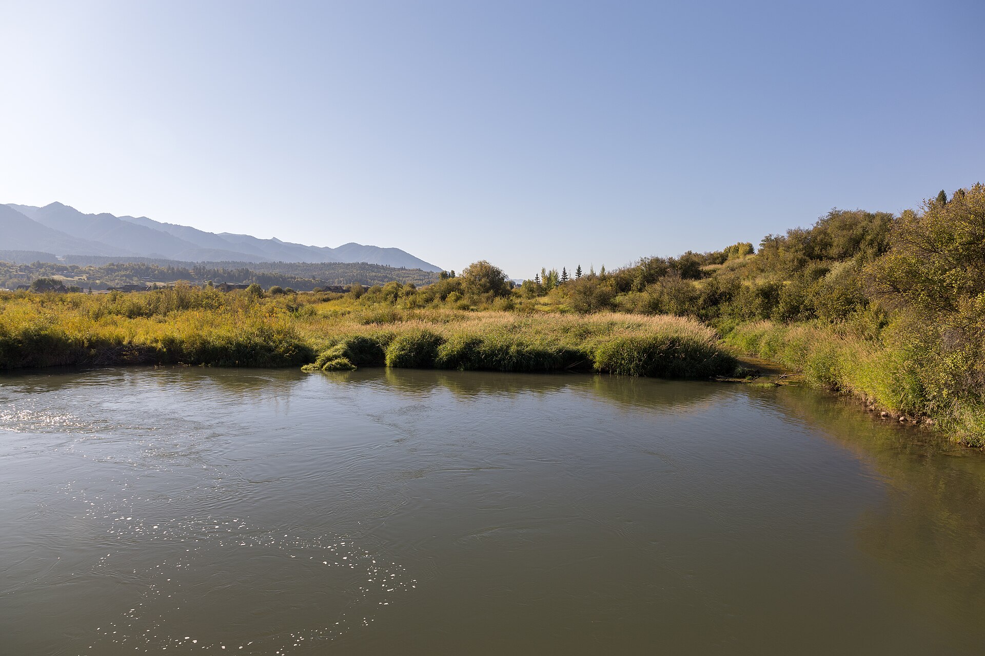 The Salt River winding through Star Valley, Wyoming