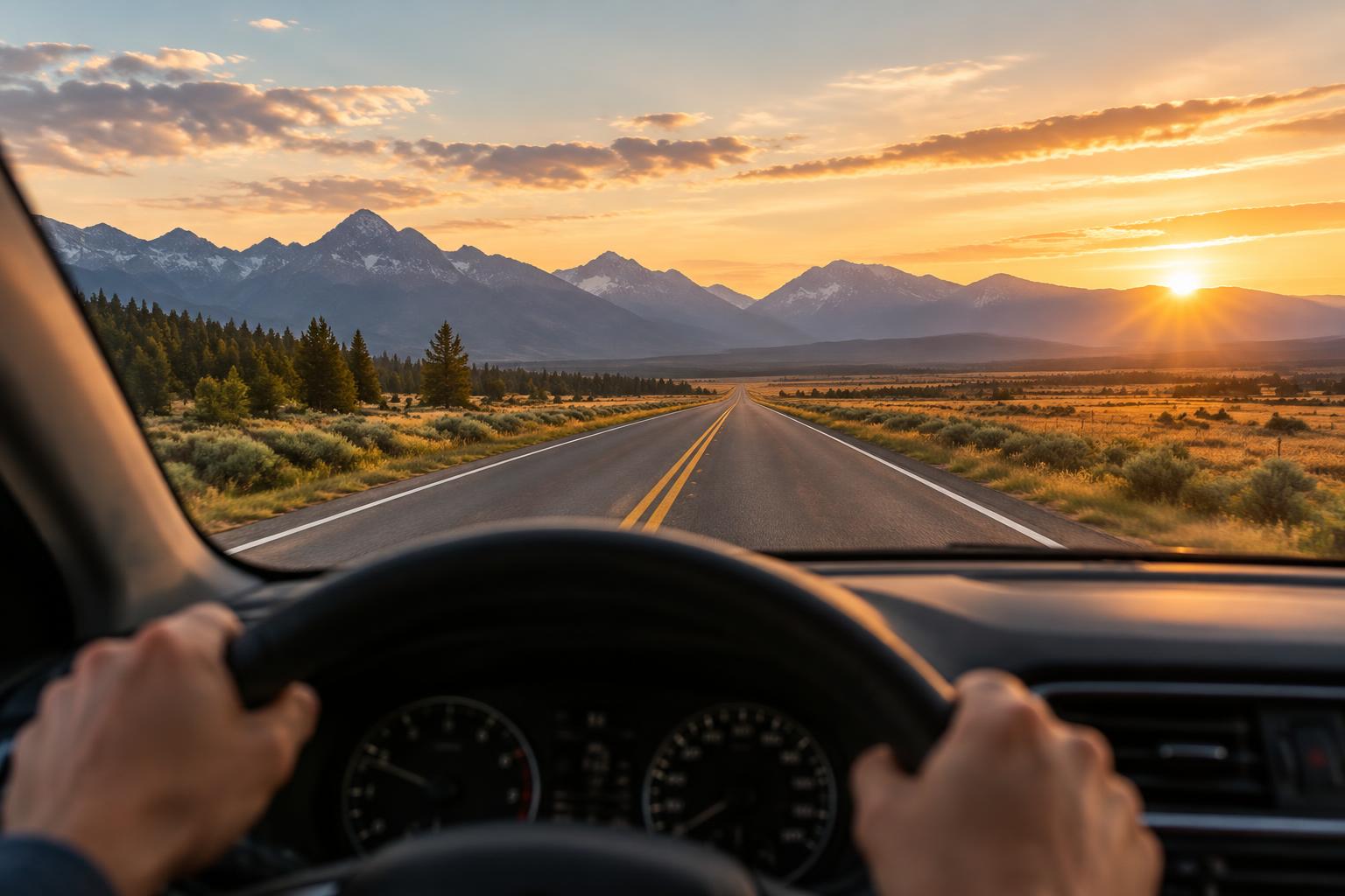 A driver on a quiet small-town road