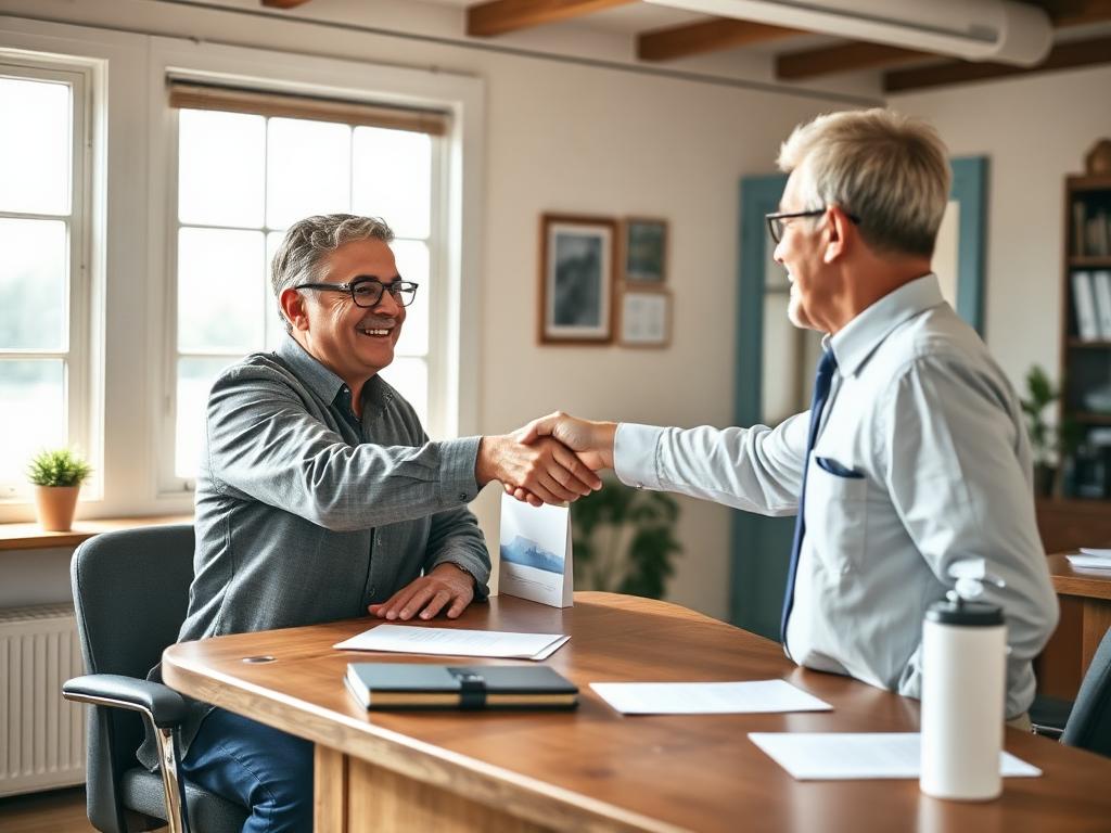 A Sharp Insurance agent meeting with a client in the Montpelier office